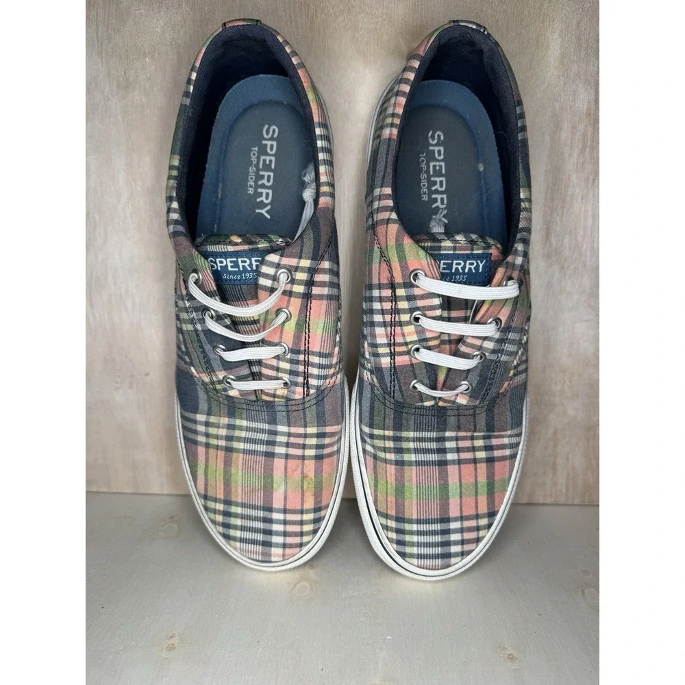 Sz 11.5 Sperry Plaid Canvas‎ Sneakers Lace Up Casual Shoes Men